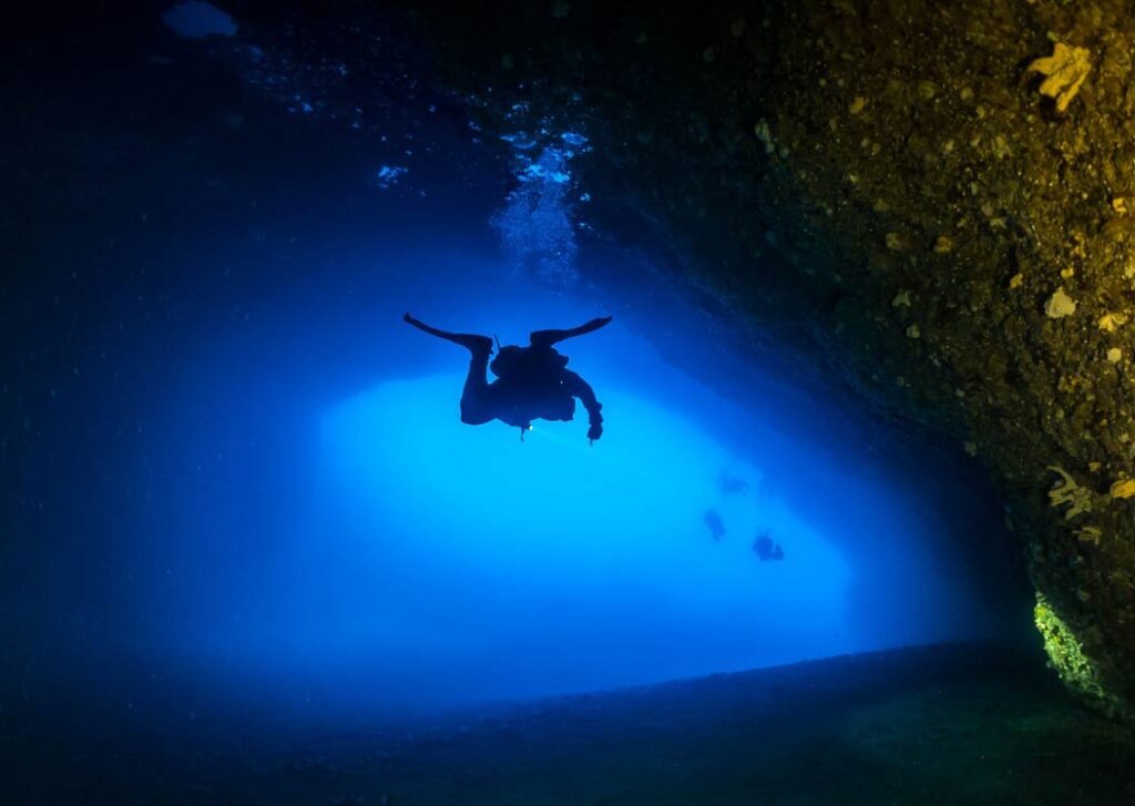 Cathedral Cave Diving in Gozo at Ghasri Valley site